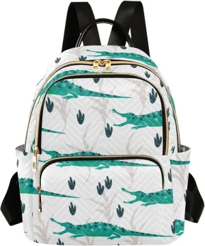 Cute Crocodiles Mini Backpack Women's Quilted Small Backpack Purse for Women College Fashion Travel Daypack Shoulder Bag