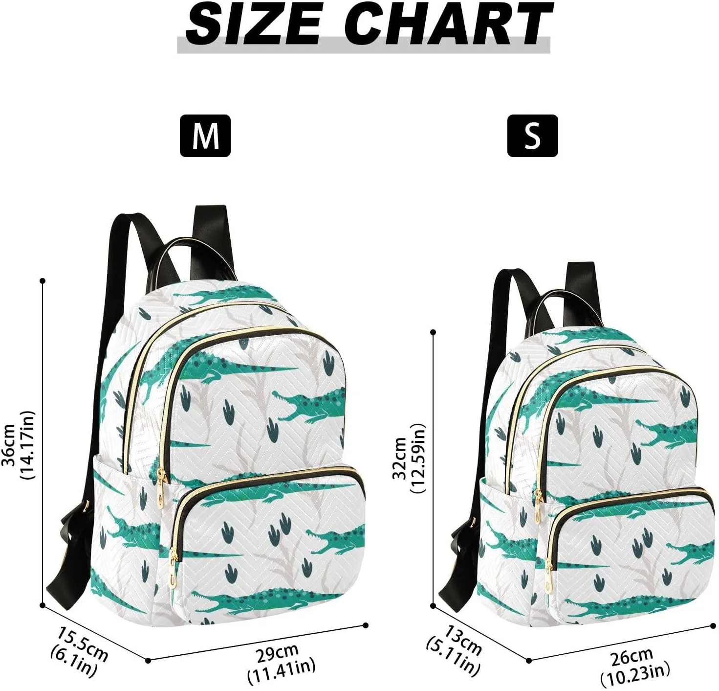 Cute Crocodiles Mini Backpack Women's Quilted Small Backpack Purse for Women College Fashion Travel Daypack Shoulder Bag