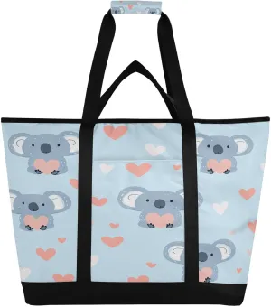 Cute Koala Reusable Insulated Lunchbox Cooler Bag, Leakproof Kitchen Grocery Bag Collapsible Portable Cooler Tote Bag for Picnic, Camping, Office, Travel