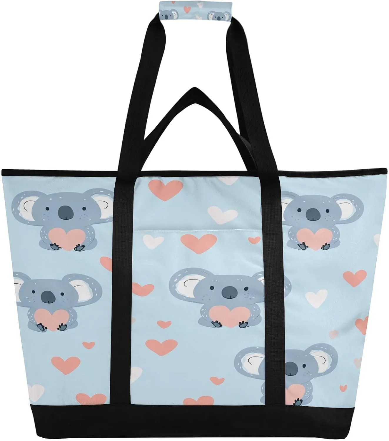Cute Koala Reusable Insulated Lunchbox Cooler Bag, Leakproof Kitchen Grocery Bag Collapsible Portable Cooler Tote Bag for Picnic, Camping, Office, Travel