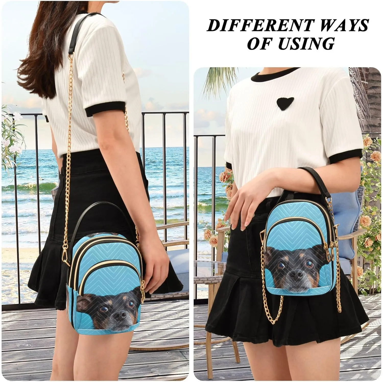 Cute Playful Cat Blue Bags for Women Trendy Phone Purse Crossbody for Women