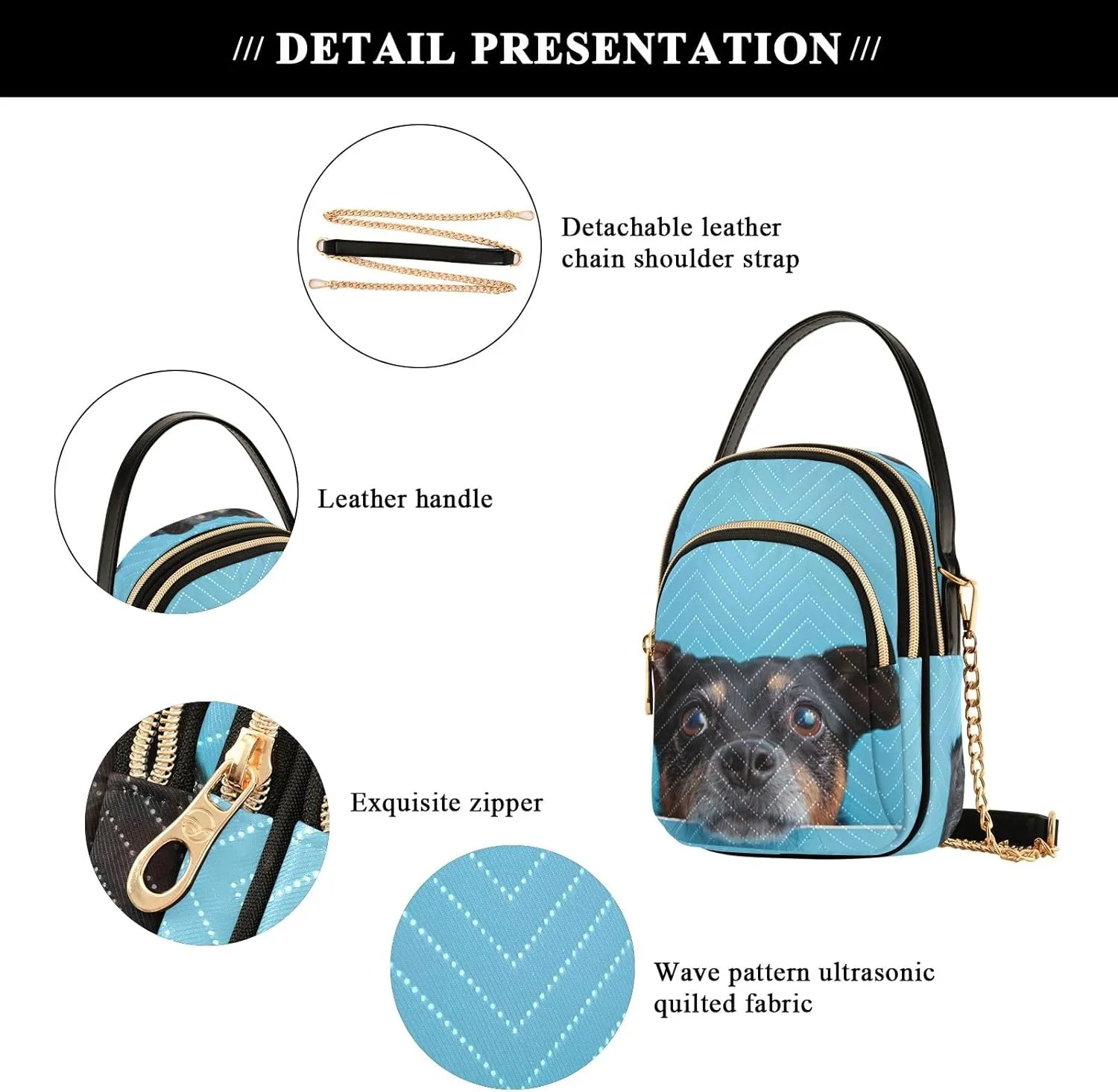 Cute Playful Cat Blue Bags for Women Trendy Phone Purse Crossbody for Women