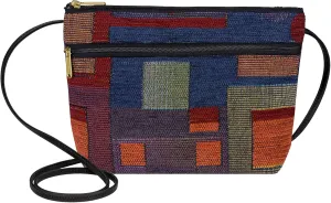 Danny K. Women's Tapestry Zipper Purse Crossbody Handbag, Adjustable Cord, Handmade in USA