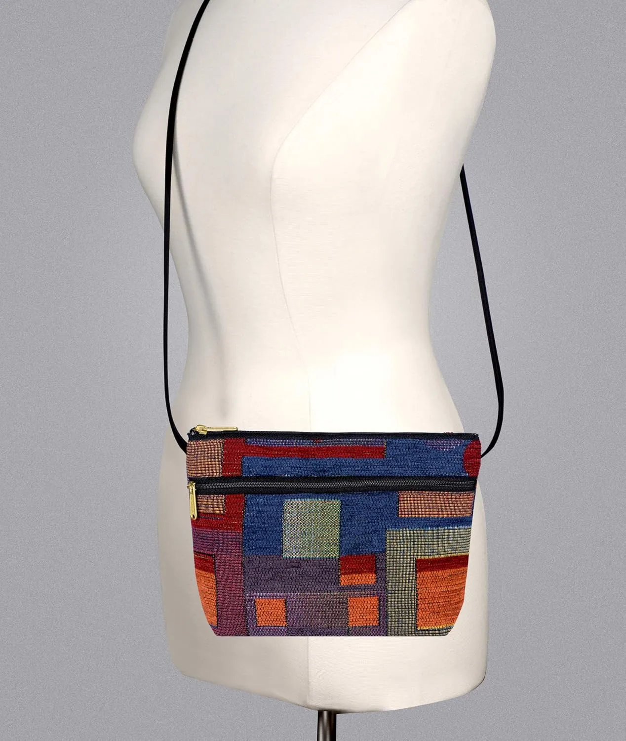 Danny K. Women's Tapestry Zipper Purse Crossbody Handbag, Adjustable Cord, Handmade in USA