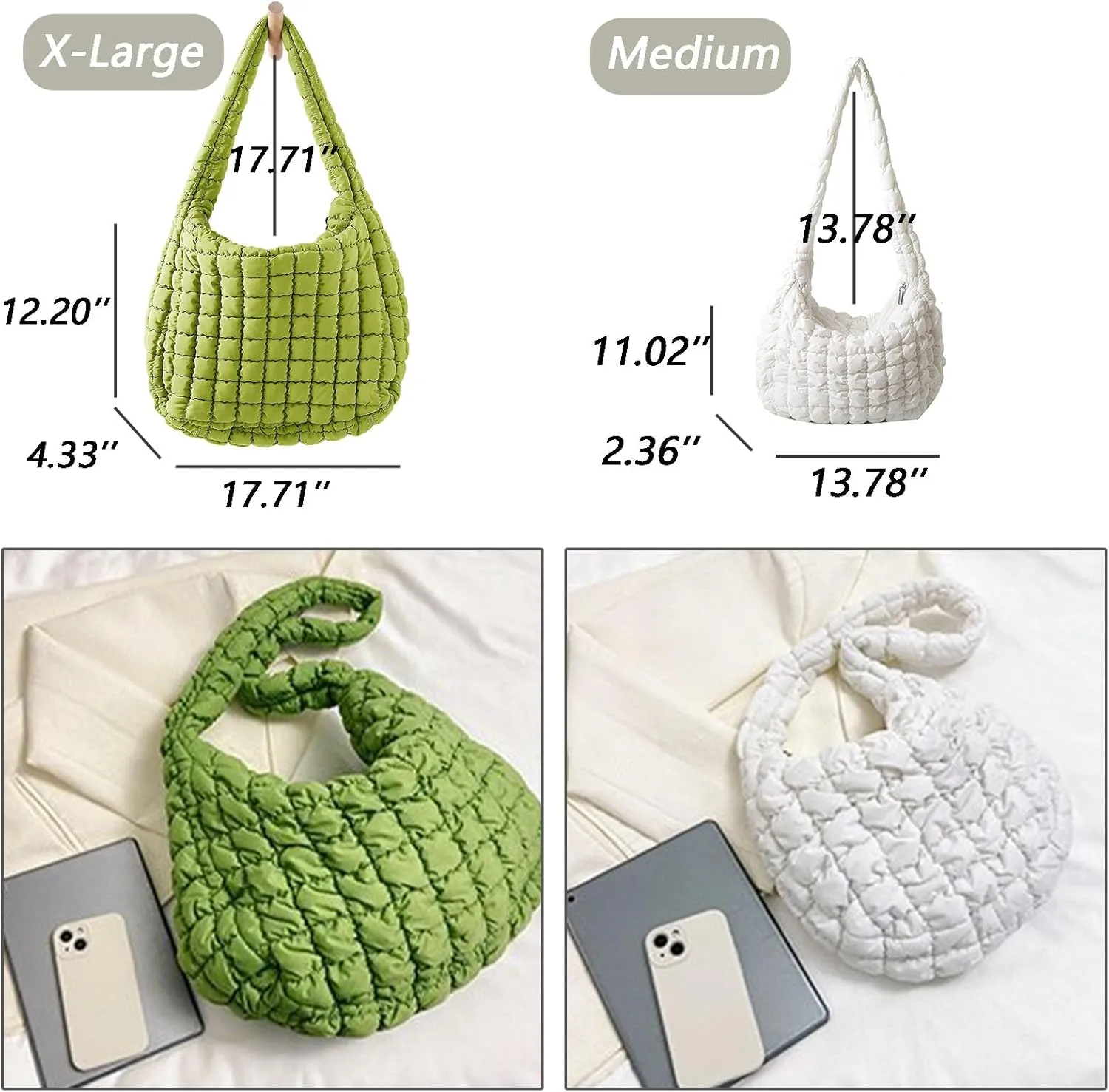 Darling Quilted Puffer Crossbody and Tote Bags for Women