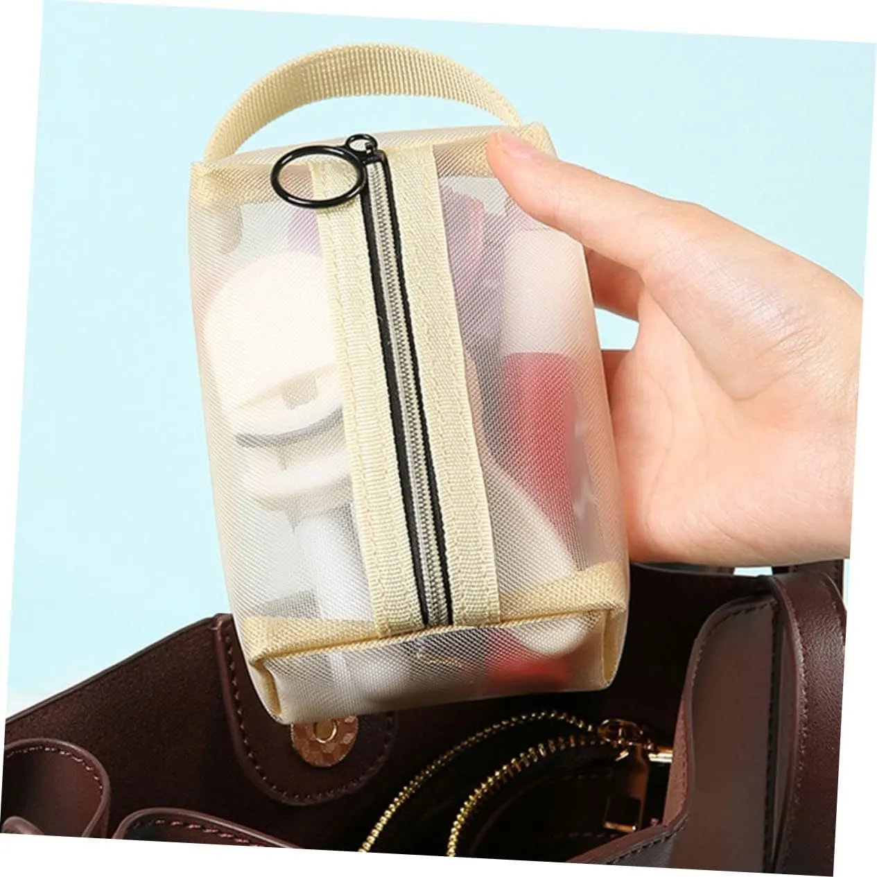 DOITOOL 2 Sets Mesh Cosmetic Bag Clear Makeup Bag Toiletry Bag for Women Large Capacity Makeup Organizer Bag, As Shownx3pcs, 20X12X6CMx3pcs