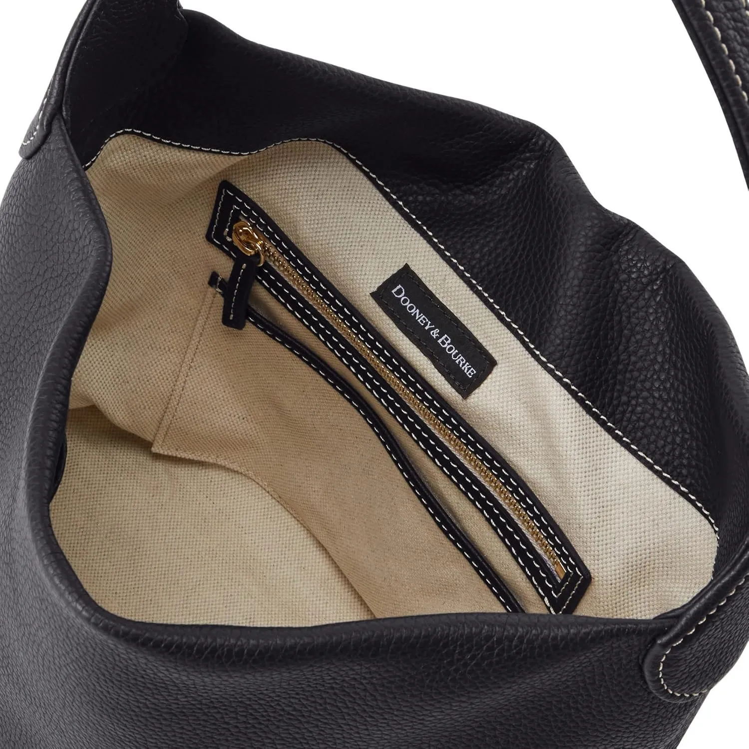 Dooney & Bourke Women's Small Logo Lock Sac Shoulder Bag in Pebble Grain Leather, with Signature Logo Lock Closure
