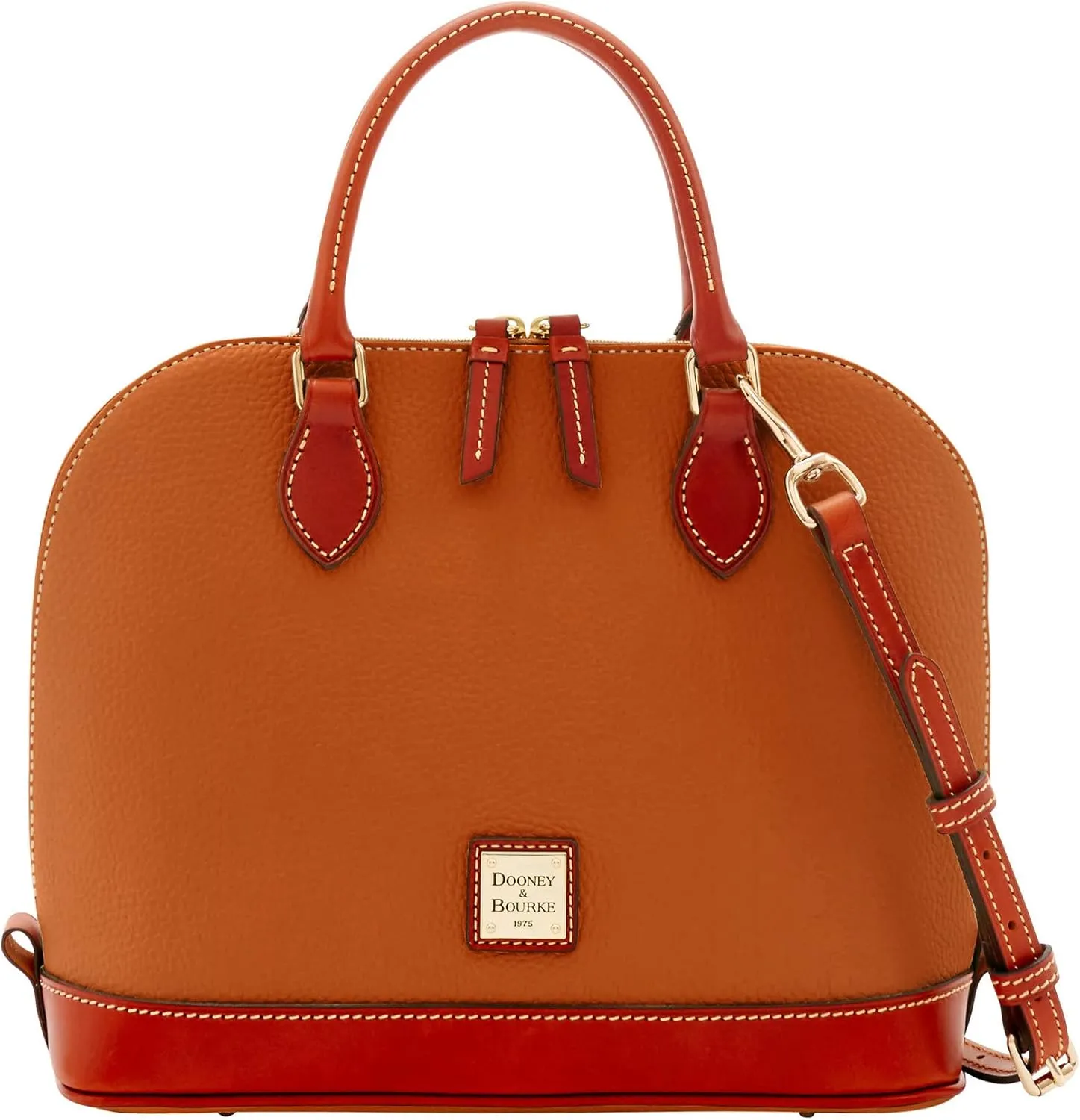 Dooney & Bourke Women's Zip Zip Satchel in Pebble Grain Leather, Large Handbag with Adjustable & Detachable Shoulder Strap