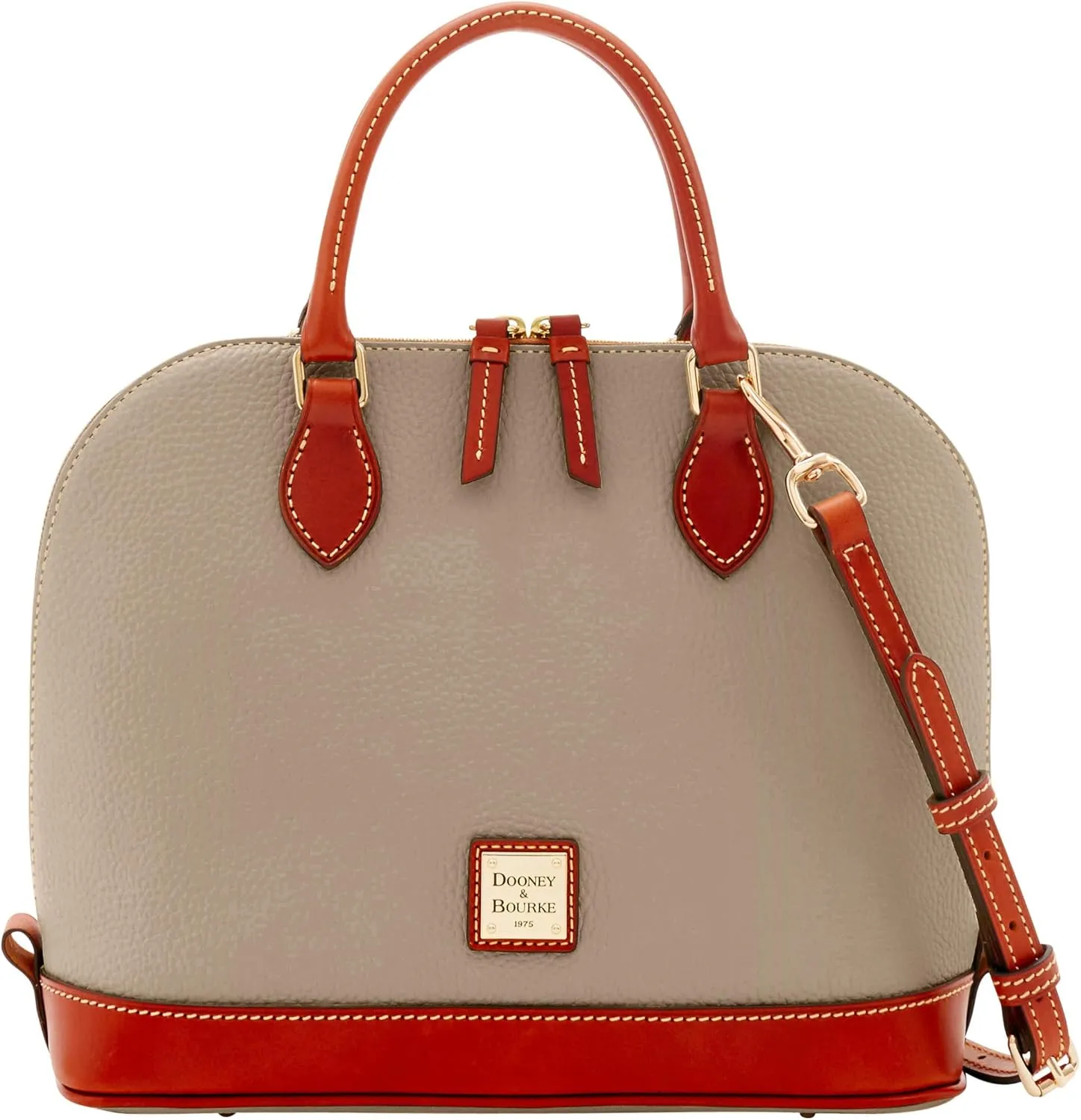 Dooney & Bourke Women's Zip Zip Satchel in Pebble Grain Leather, Large Handbag with Adjustable & Detachable Shoulder Strap