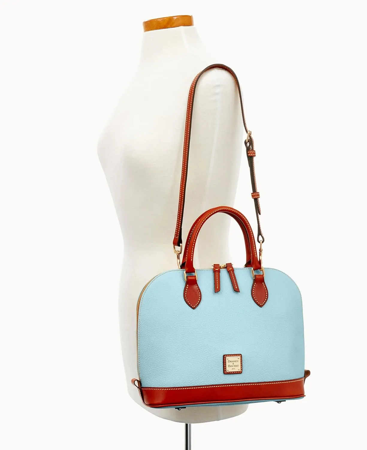 Dooney & Bourke Women's Zip Zip Satchel in Pebble Grain Leather, Large Handbag with Adjustable & Detachable Shoulder Strap