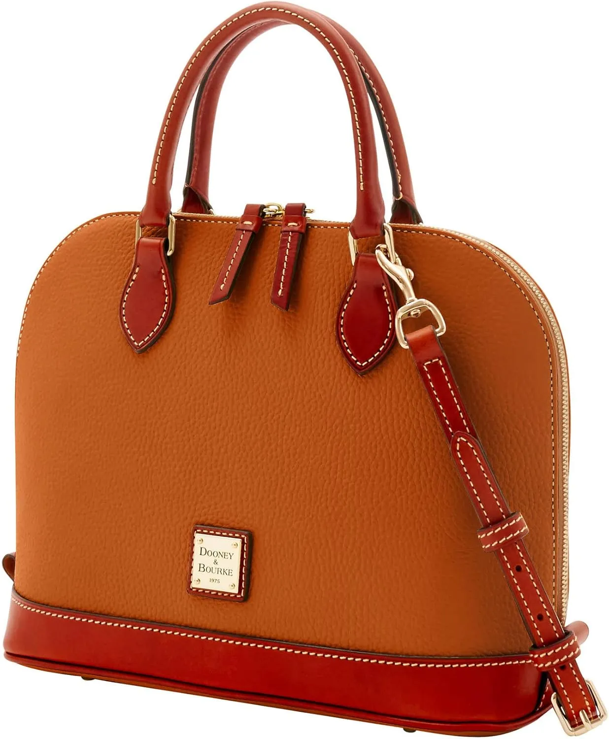 Dooney & Bourke Women's Zip Zip Satchel in Pebble Grain Leather, Large Handbag with Adjustable & Detachable Shoulder Strap