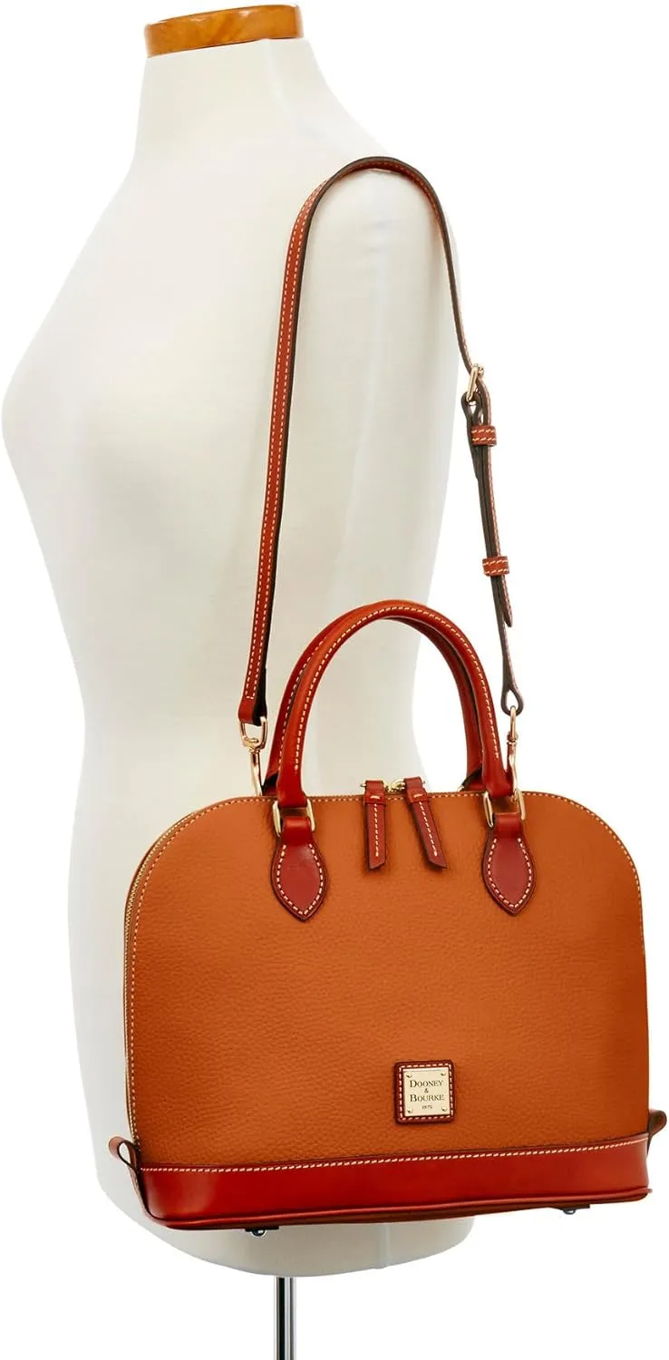 Dooney & Bourke Women's Zip Zip Satchel in Pebble Grain Leather, Large Handbag with Adjustable & Detachable Shoulder Strap