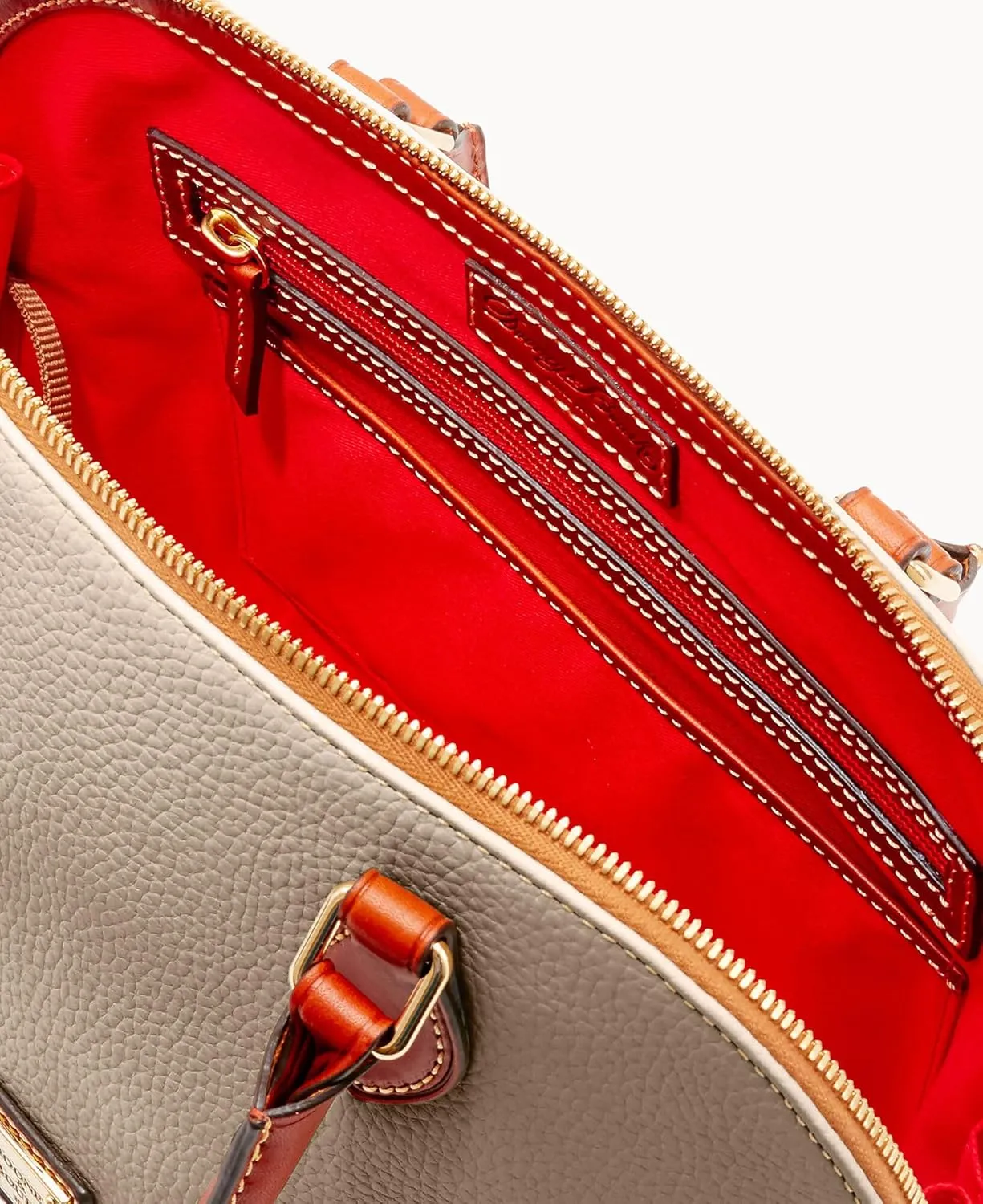 Dooney & Bourke Women's Zip Zip Satchel in Pebble Grain Leather, Large Handbag with Adjustable & Detachable Shoulder Strap