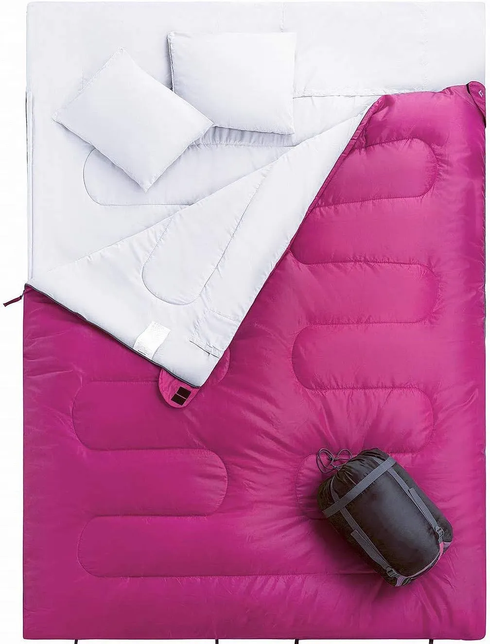 Double Sleeping Bag,Adult Backpack Sleeping Bag,Light and Waterproof,Suitable for Winter,Autumn,Spring Camping,Hiking and Outdoor,Red (Pink)