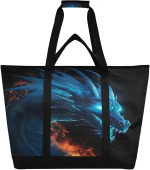 Dragon Reusable Insulated Lunchbox Cooler Bag, Leakproof Kitchen Grocery Bag Collapsible Portable Cooler Tote Bag for Picnic, Camping, Office, Travel