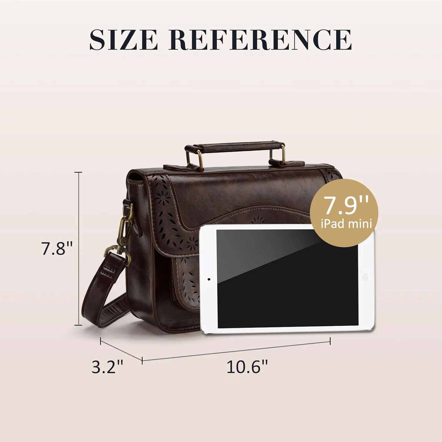 ECOSUSI Women PU Leather Satchel Purse Vintage Small College Crossbody Messenger Bag Work Cross-body Bag