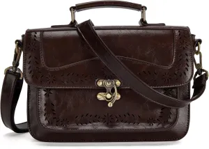 ECOSUSI Women PU Leather Satchel Purse Vintage Small College Crossbody Messenger Bag Work Cross-body Bag