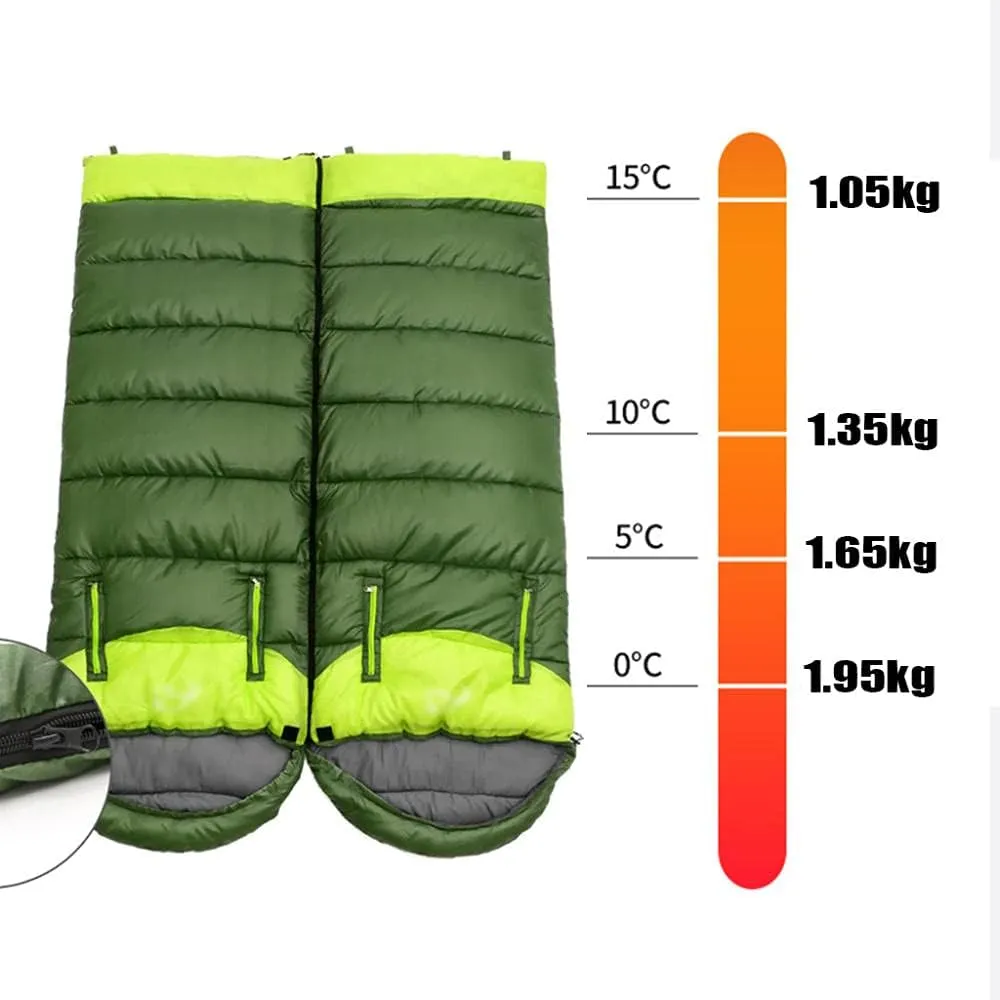 Envelope Sleeping Bag, Warm Waterproof Lightweight Camping Sleeping Bag, 190cm75cm,Can Be Spliced Double Sleeping Bag, Sleeping Bags for Adults and Children Camping -1.9kg_Green Right Super