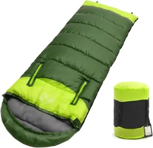 Envelope Sleeping Bag, Warm Waterproof Lightweight Camping Sleeping Bag, 190cm75cm,Can Be Spliced Double Sleeping Bag, Sleeping Bags for Adults and Children Camping -1.9kg_Green Right Super