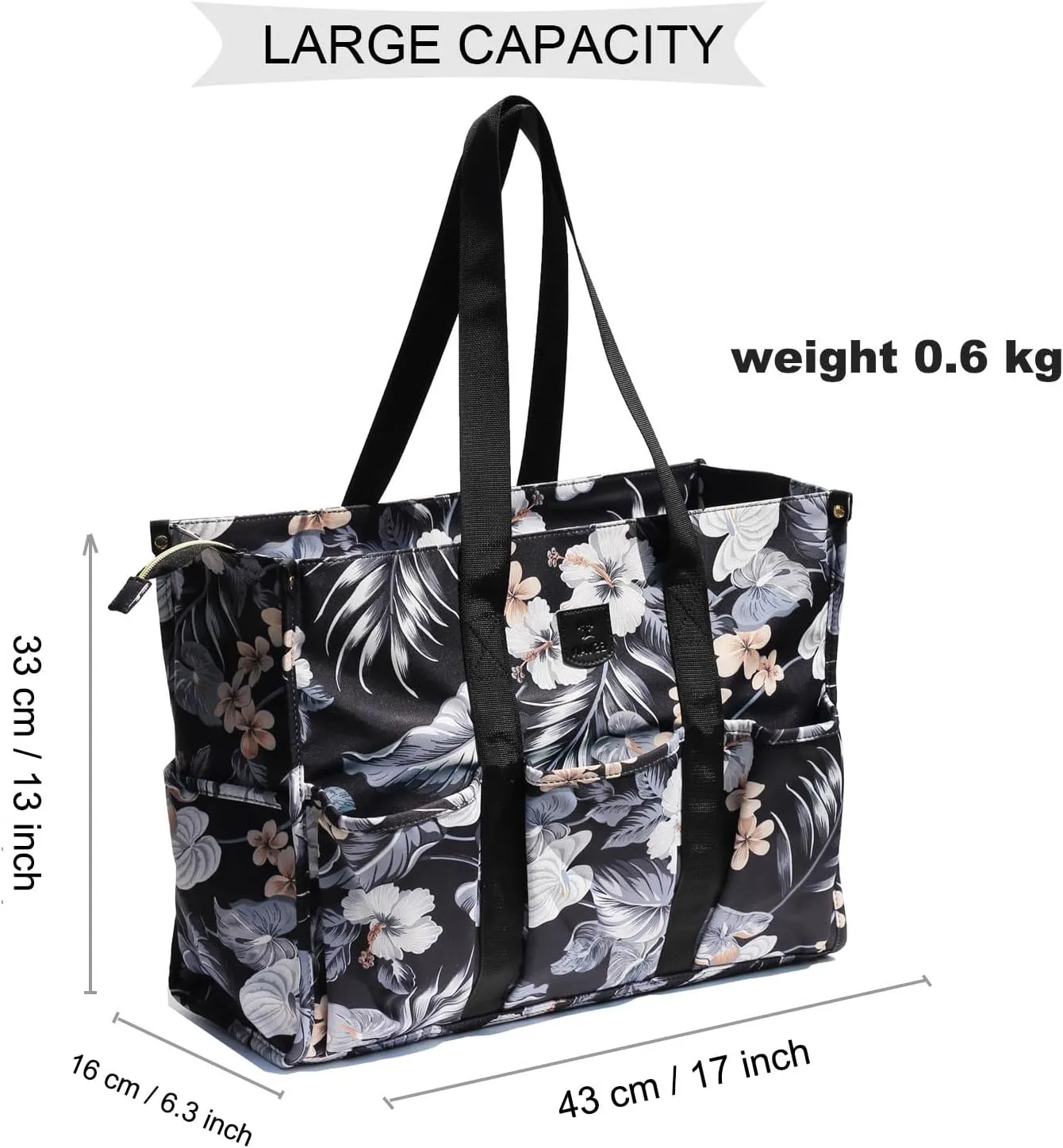 ESVAN Utility Tote Bag with Zip Top Waterproof Teacher Tote Bag for Teacher Work Women Beach