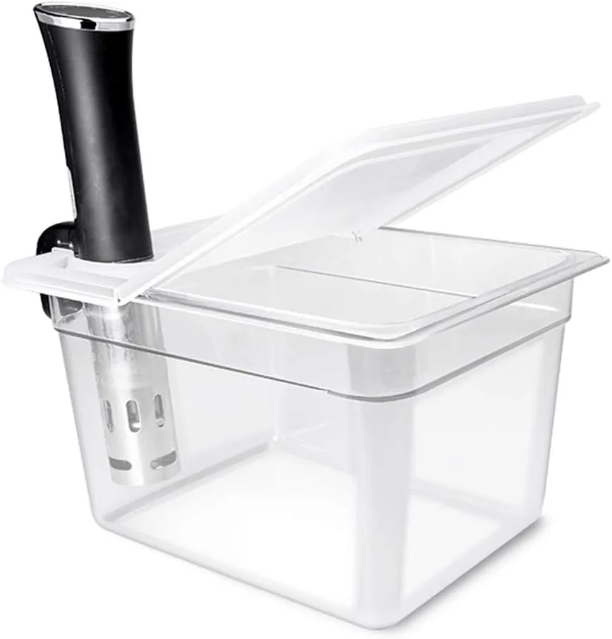 Everie Sous Vide Container 12 Quarts with Universal Collapsible Hinged Lid, Compatible with All Anova Models, Joule, Wancle, Instant Pot and Other Cookers, EVC-TY-PP