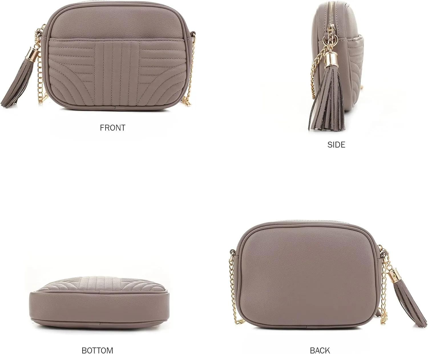 EVVE Quilted Crossbody Bags for Women - Stylish Camera Bag with Tassel - Lightweight Medium Size Shoulder Purse