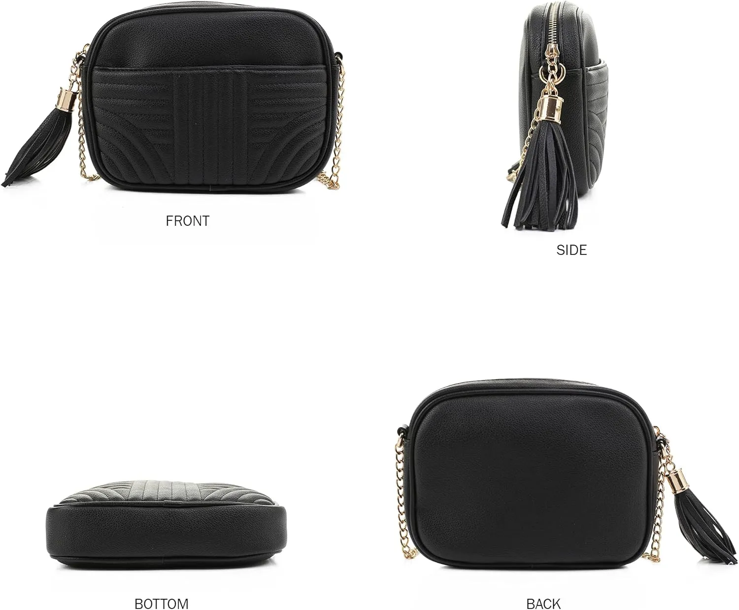 EVVE Quilted Crossbody Bags for Women - Stylish Camera Bag with Tassel - Lightweight Medium Size Shoulder Purse