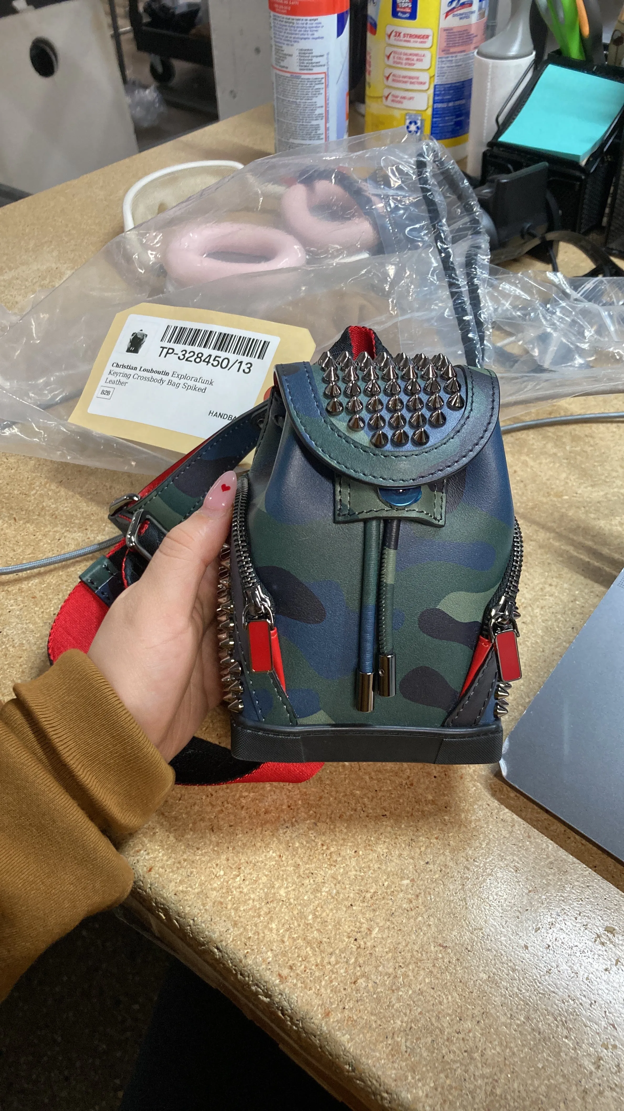Explorafunk Keyring Crossbody Bag Spiked Printed Leather