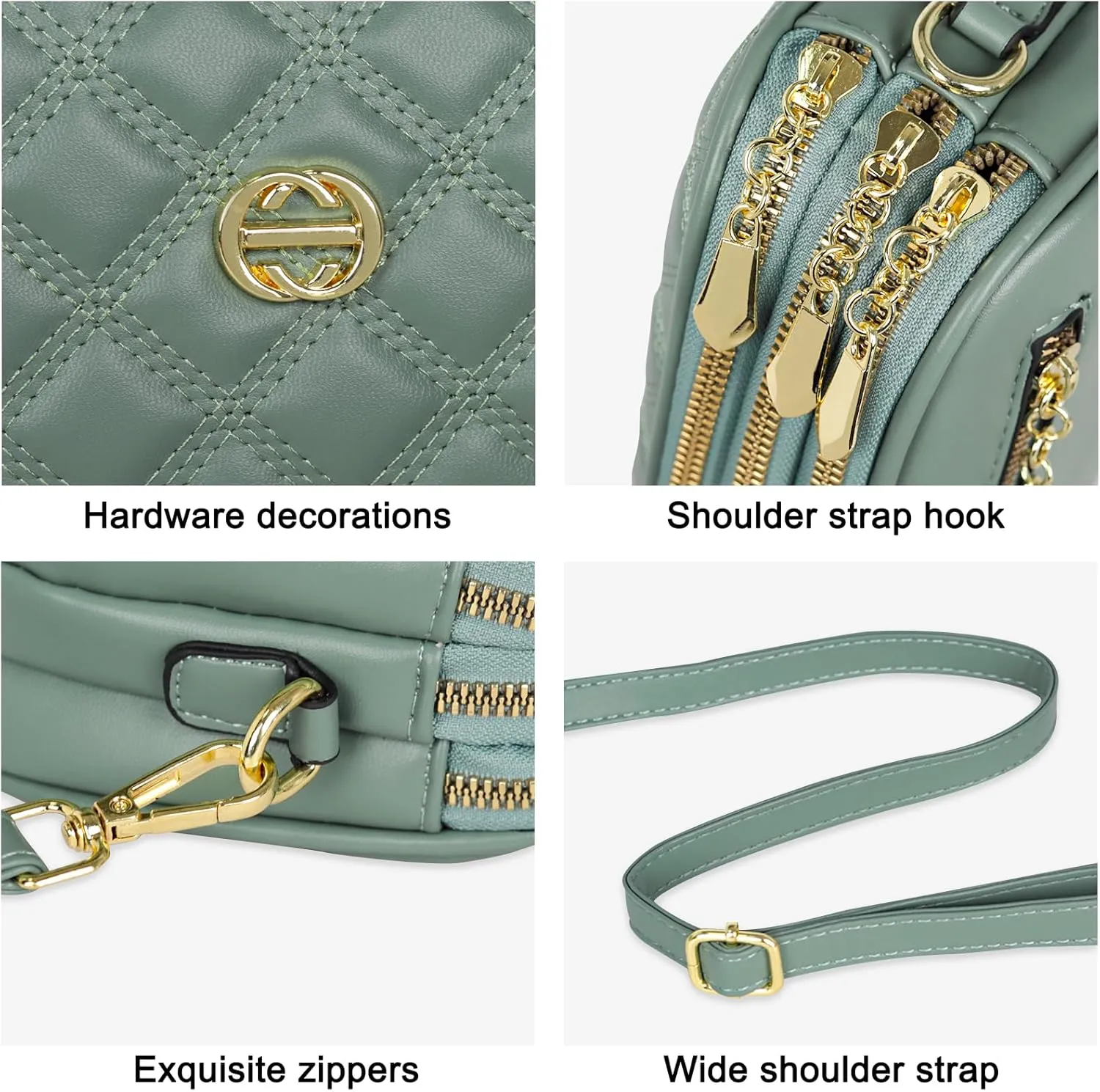 EXTREE Quilted Crossbody Bag, Trendy Design Shoulder Purse