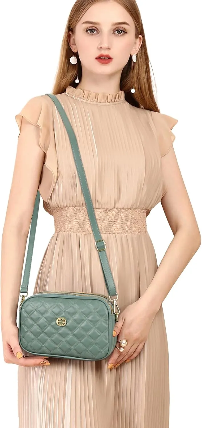 EXTREE Quilted Crossbody Bag, Trendy Design Shoulder Purse