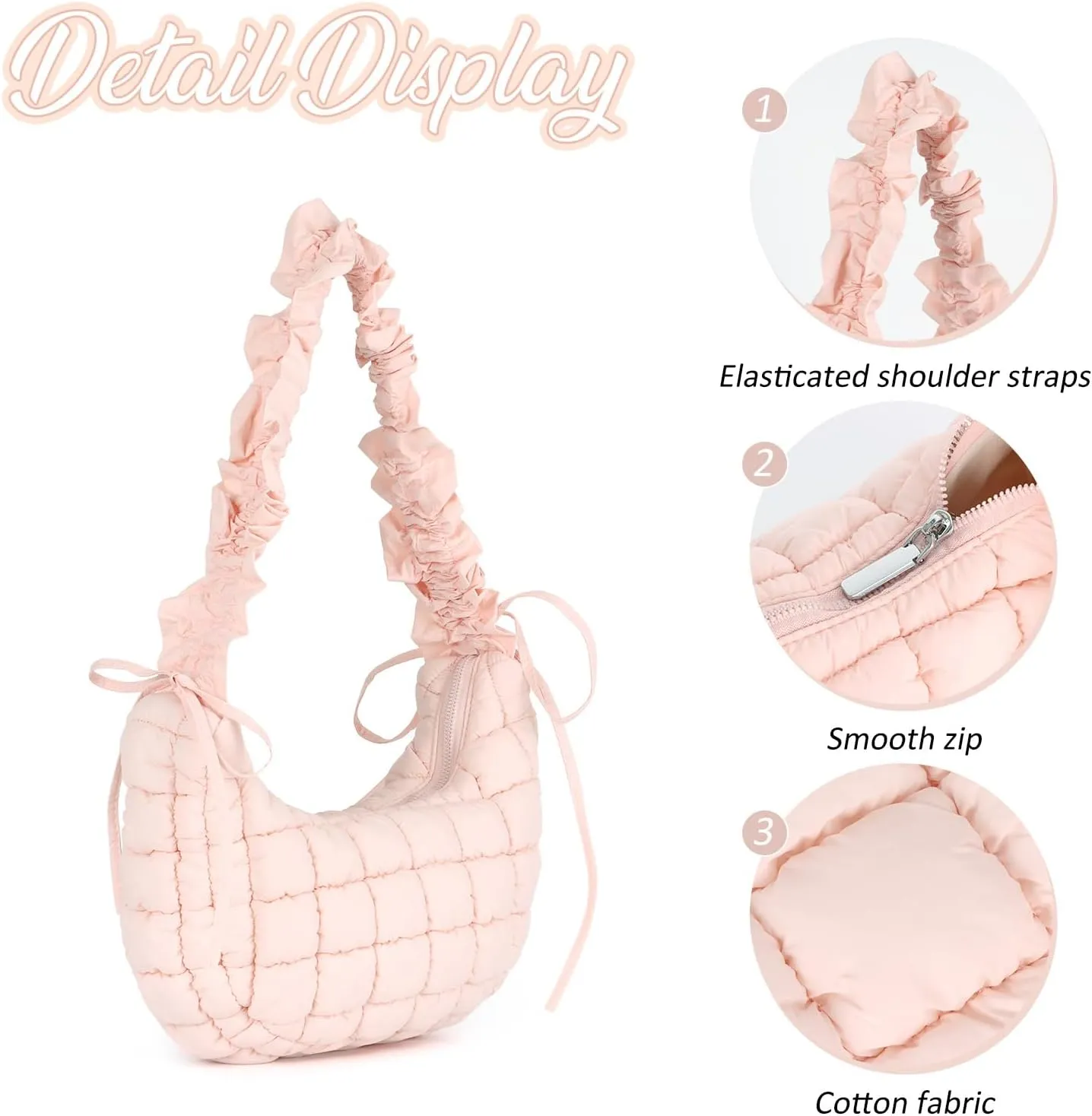 Fecialy Quilted Puffer Tote Bag Women Quilted Crossbody Bag Puffer Dumpling Shoulder Bag Lightweight Padding Hobo Bag