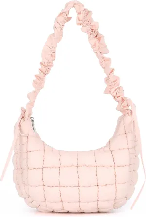 Fecialy Quilted Puffer Tote Bag Women Quilted Crossbody Bag Puffer Dumpling Shoulder Bag Lightweight Padding Hobo Bag