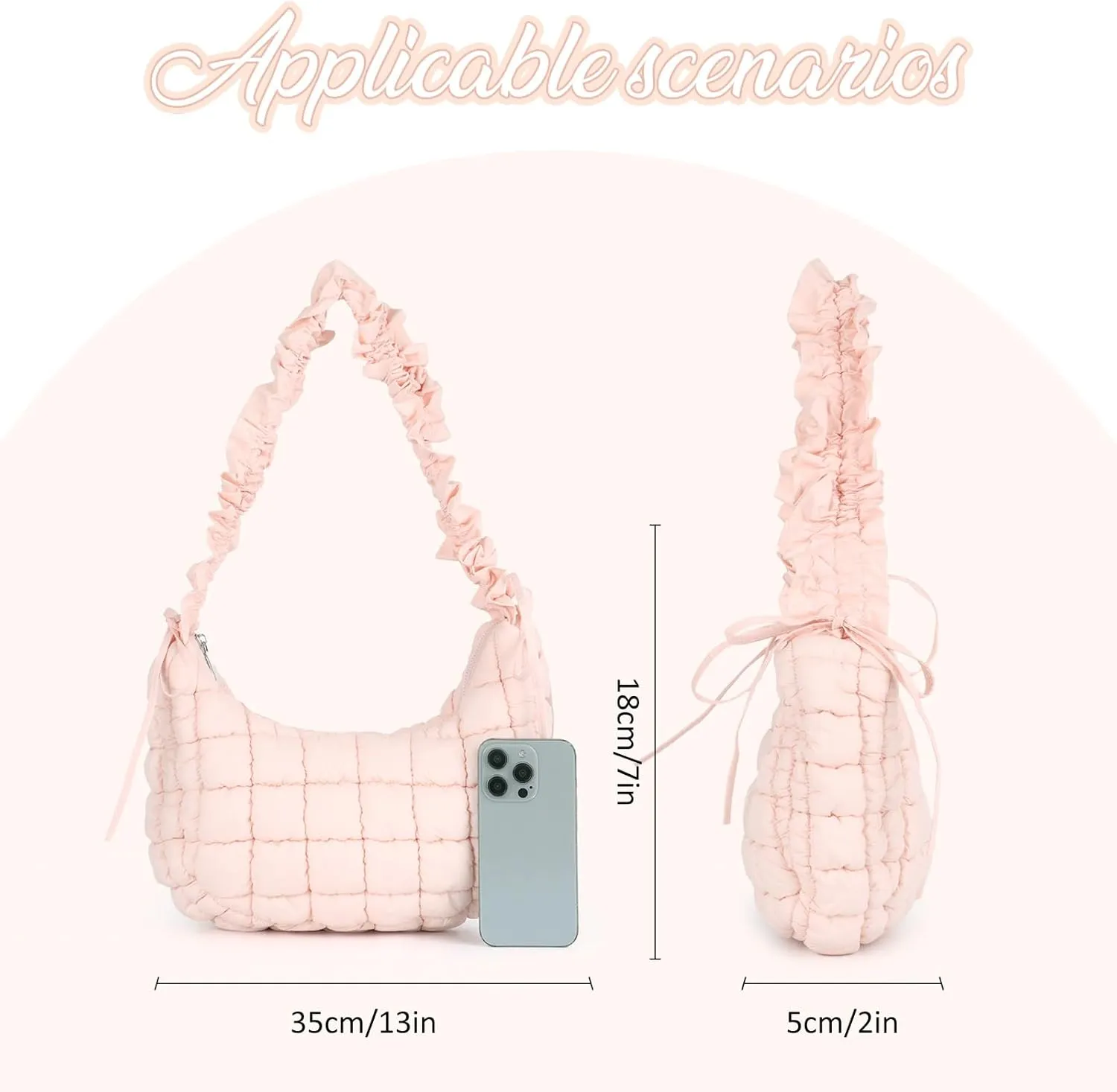Fecialy Quilted Puffer Tote Bag Women Quilted Crossbody Bag Puffer Dumpling Shoulder Bag Lightweight Padding Hobo Bag