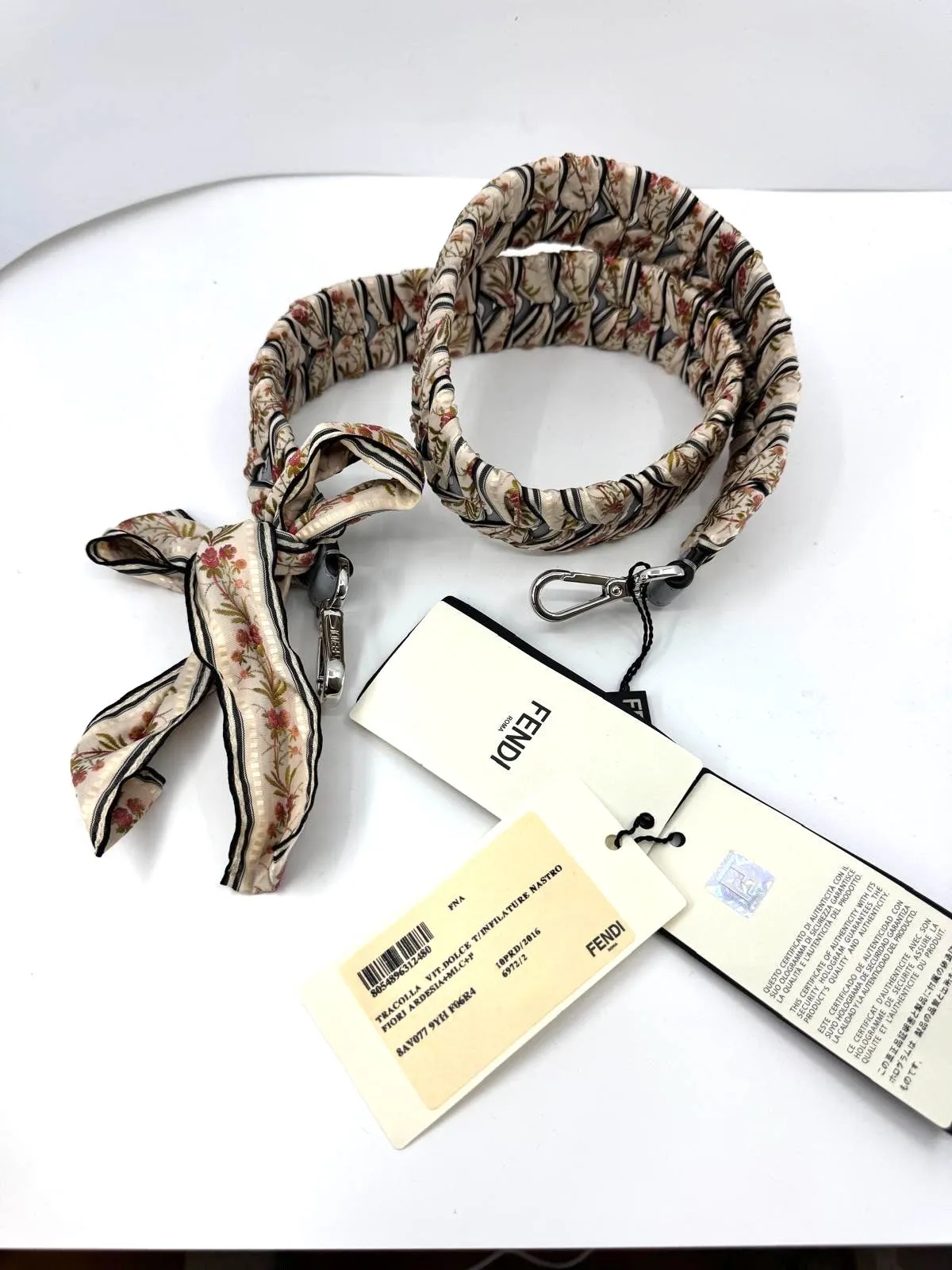 FENDI CALFSKIN RIBBON LACE UP FLORAL STRAP YOU  INTERCHANGEABLE STRAP