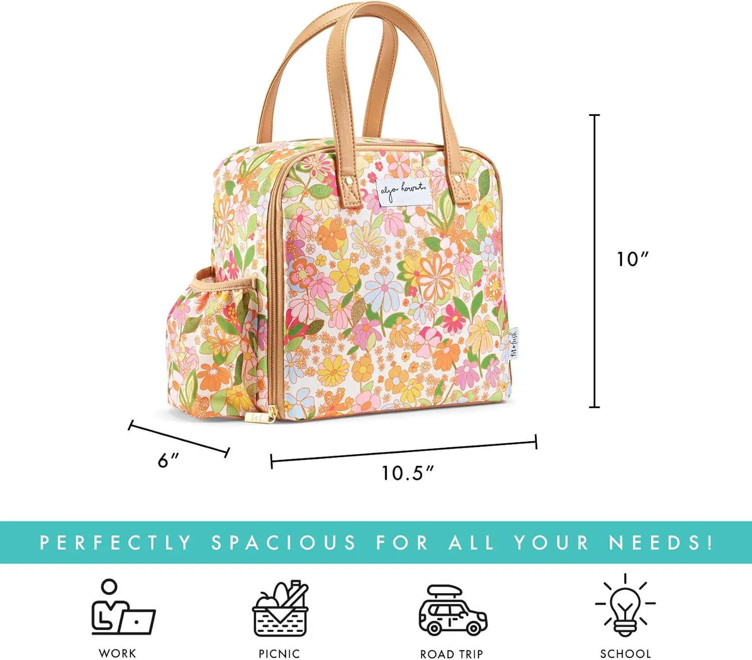 Fit & Fresh Lunch Bag For Women, Insulated Womens Lunch Bag For Work, Leakproof & Stain-Resistant Large Lunch Box For Women With Containers, Tumbler & Ice Pack Zipper Closure Wichita Bag Groovy Floral