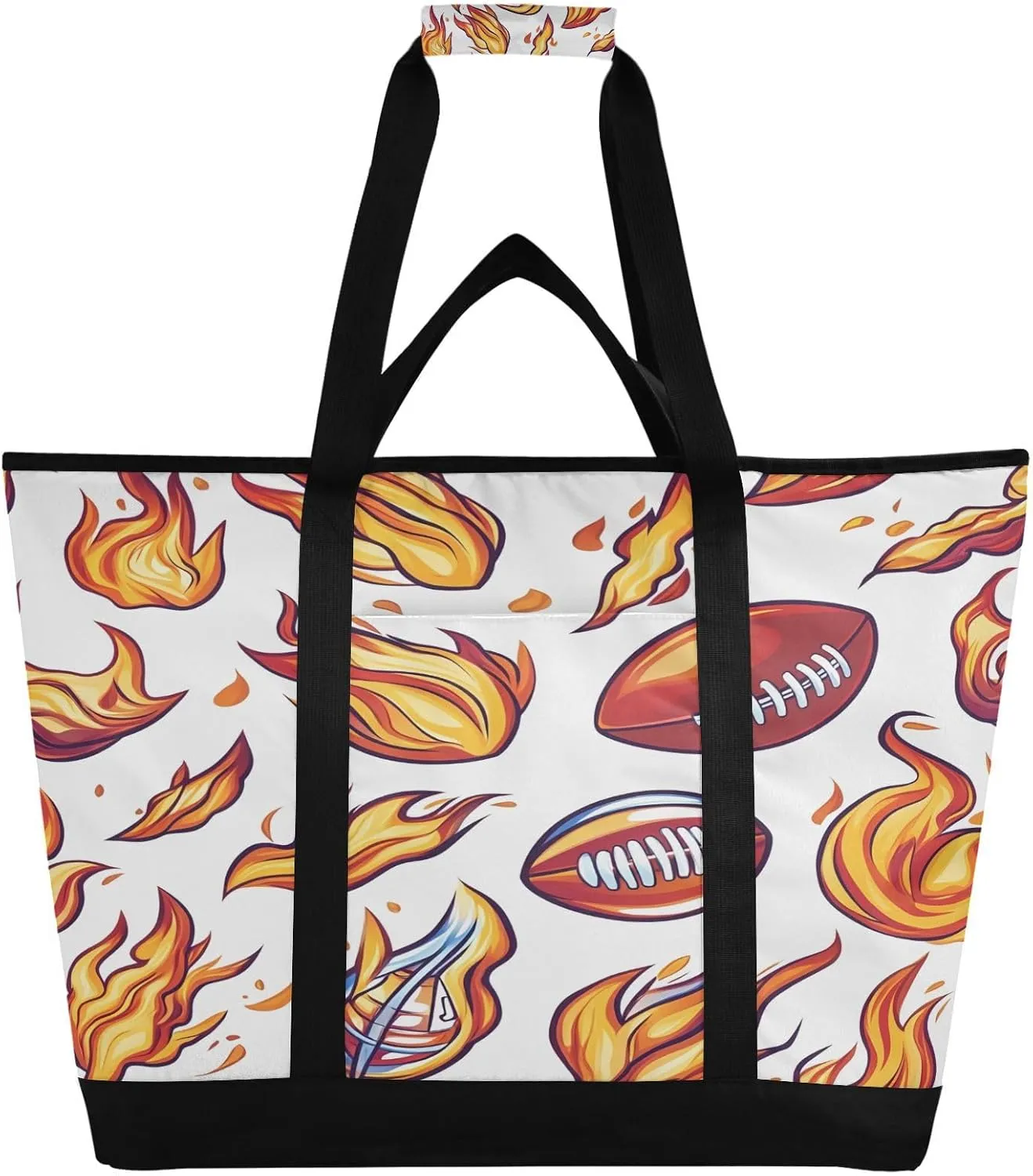 Flame Rugby Reusable Insulated Lunchbox Cooler Bag, Leakproof Kitchen Grocery Bag Collapsible Portable Cooler Tote Bag for Picnic, Camping, Office, Travel