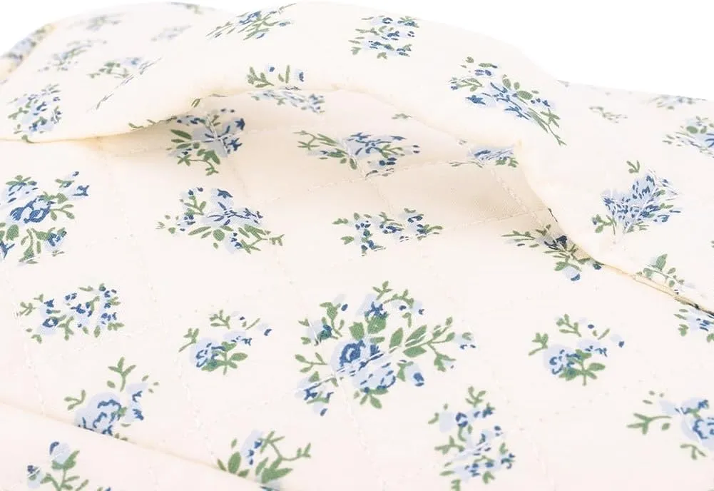 Floral Makeup Bag Set Cute Makeup Bag Small Quilted Makeup Bag Set Aesthetic Floral Travel Cosmetic Bag For Women Travel Toiletry Bag (Blue Flower C)