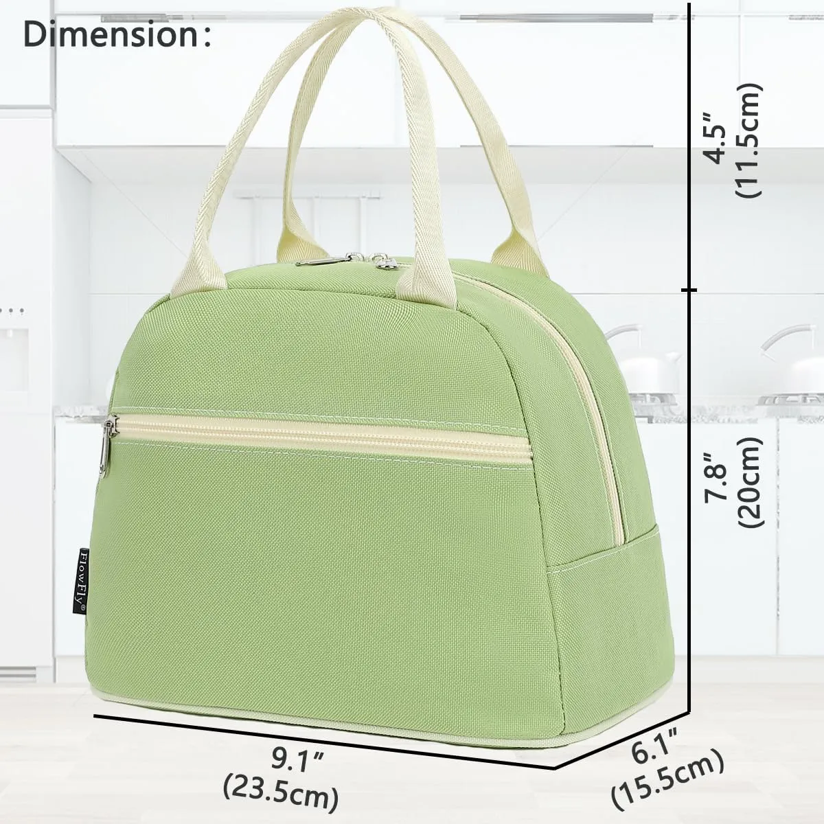 FlowFly Lunch Bag Tote Bag Lunch Organizer Lunch Holder Insulated Lunch Cooler Bag for Women/Men, Prairie Green