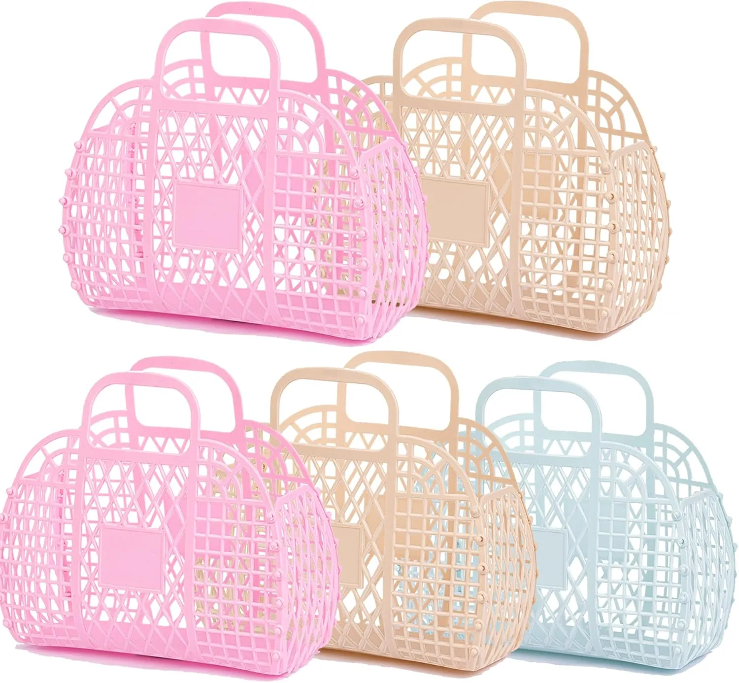 Flycalf Jelly Purse Bag Set of 5 for Girls Boys Portable Handbag Retro Style Reusable Baby Shower Tote Pool Boat Storage