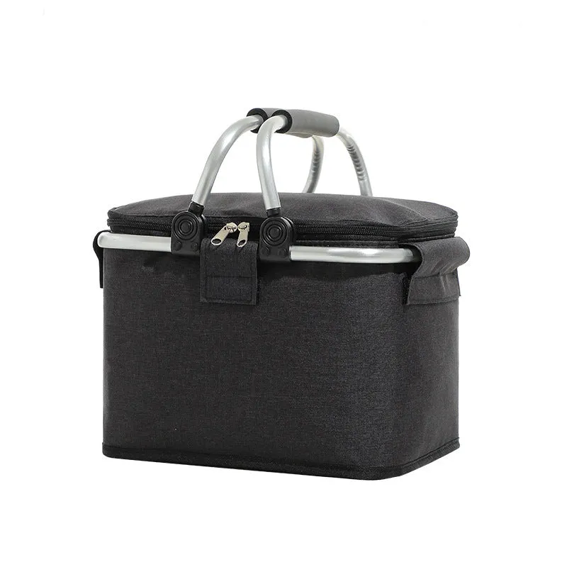 Folding Picnic Cooler Basket - Portable Insulated Tote