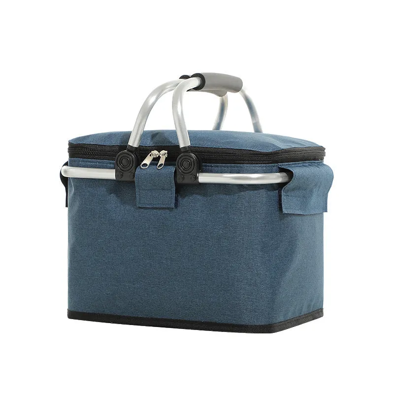 Folding Picnic Cooler Basket - Portable Insulated Tote