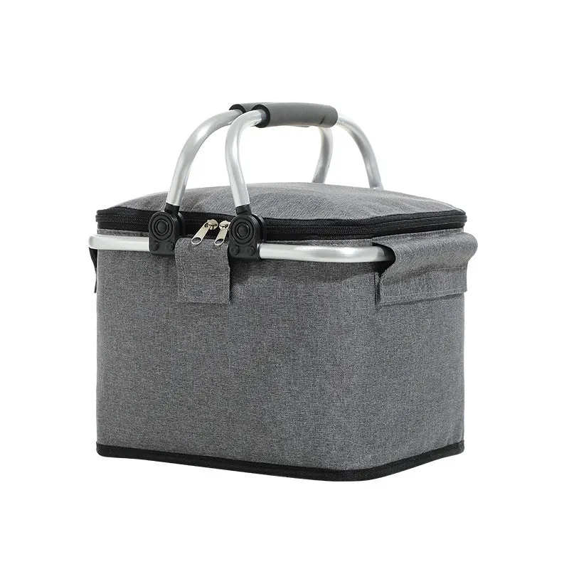 Folding Picnic Cooler Basket - Portable Insulated Tote