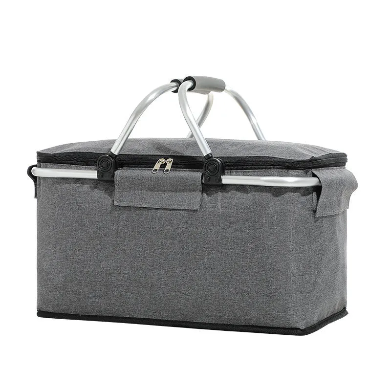 Folding Picnic Cooler Basket - Portable Insulated Tote