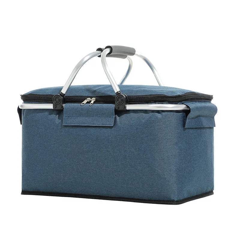 Folding Picnic Cooler Basket - Portable Insulated Tote