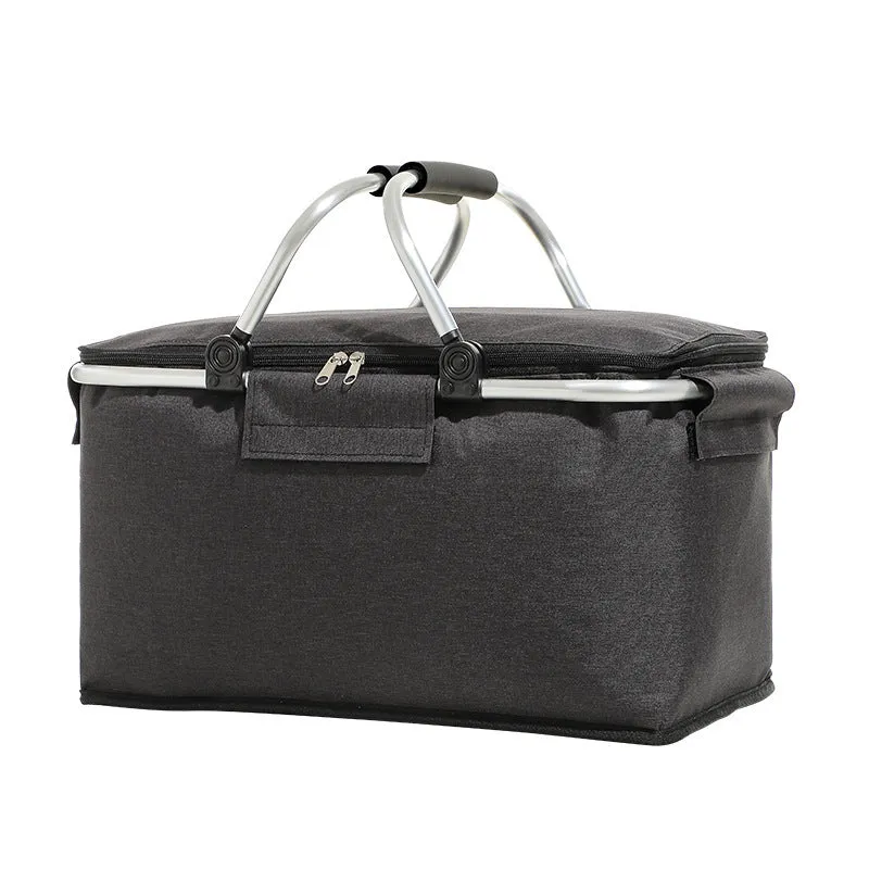 Folding Picnic Cooler Basket - Portable Insulated Tote
