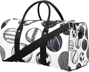 Football Basketball Baseball Travel Duffel Bag for Women Men Waterproof Foldable Overnight Weekender Bag Large Capacity Sports Gym Bag