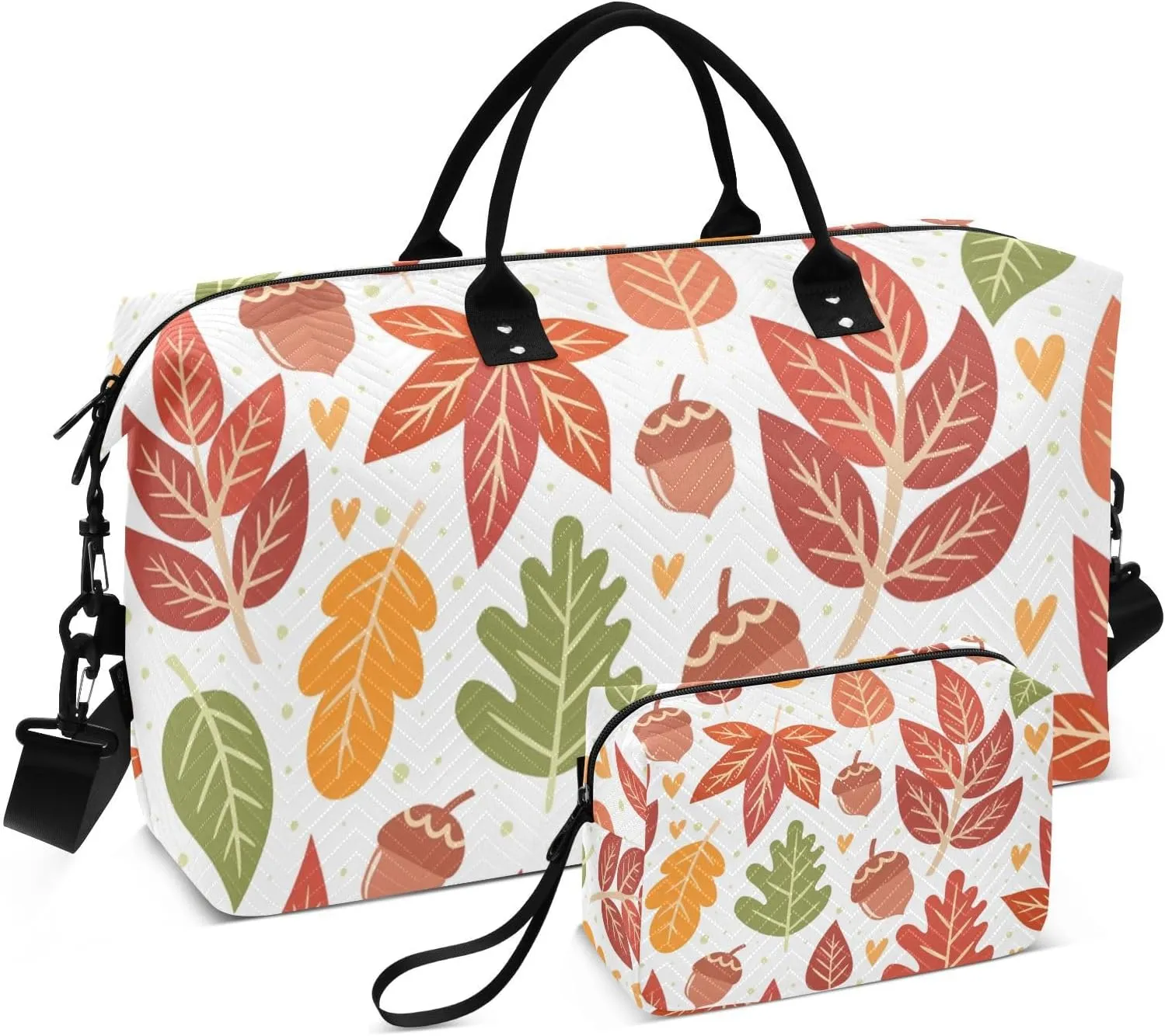 Forest Acorns Autumn Leaves Travel Gym Duffel Bag Quilted Weekender Bags Carry on Overnight Tote Bag for Women Men