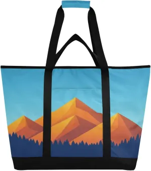 Forest Mountain Reusable Insulated Lunchbox Cooler Bag, Leakproof Kitchen Grocery Bag Collapsible Portable Cooler Tote Bag for Picnic, Camping, Office, Travel