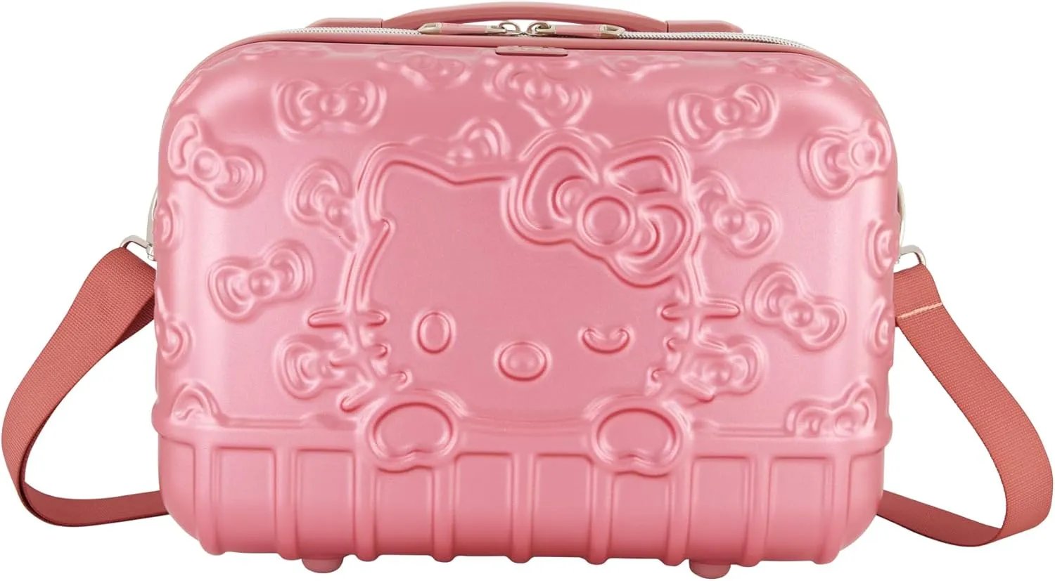 FUL Hello Kitty Train Case, Hardshell Luggage with Adjustable Shoulder Strap and Trolley Sleeve, Pink
