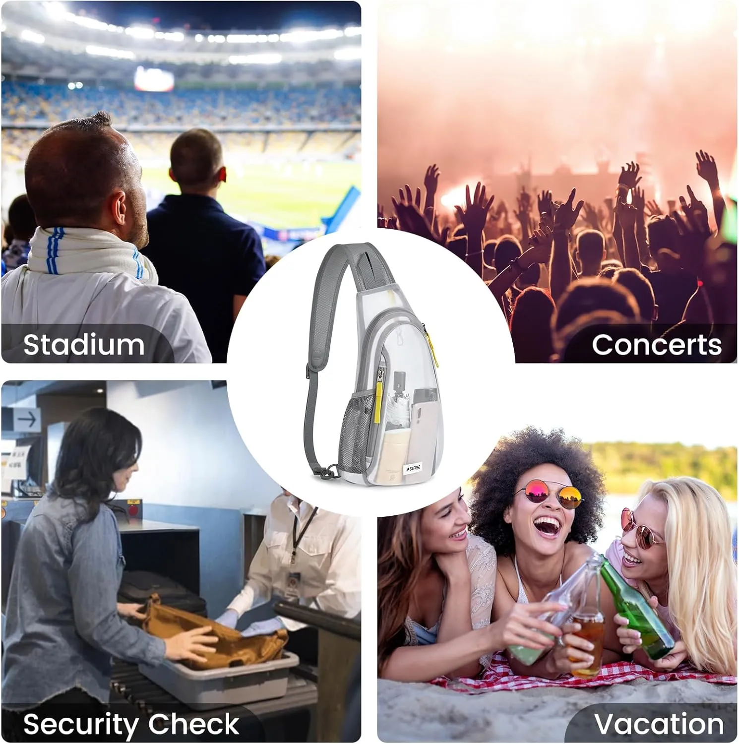 G4Free Clear Fanny pack, Mesh Sling bag Transparent Bag With Adjustable Strap Purse For Travel Festivals Sports Party
